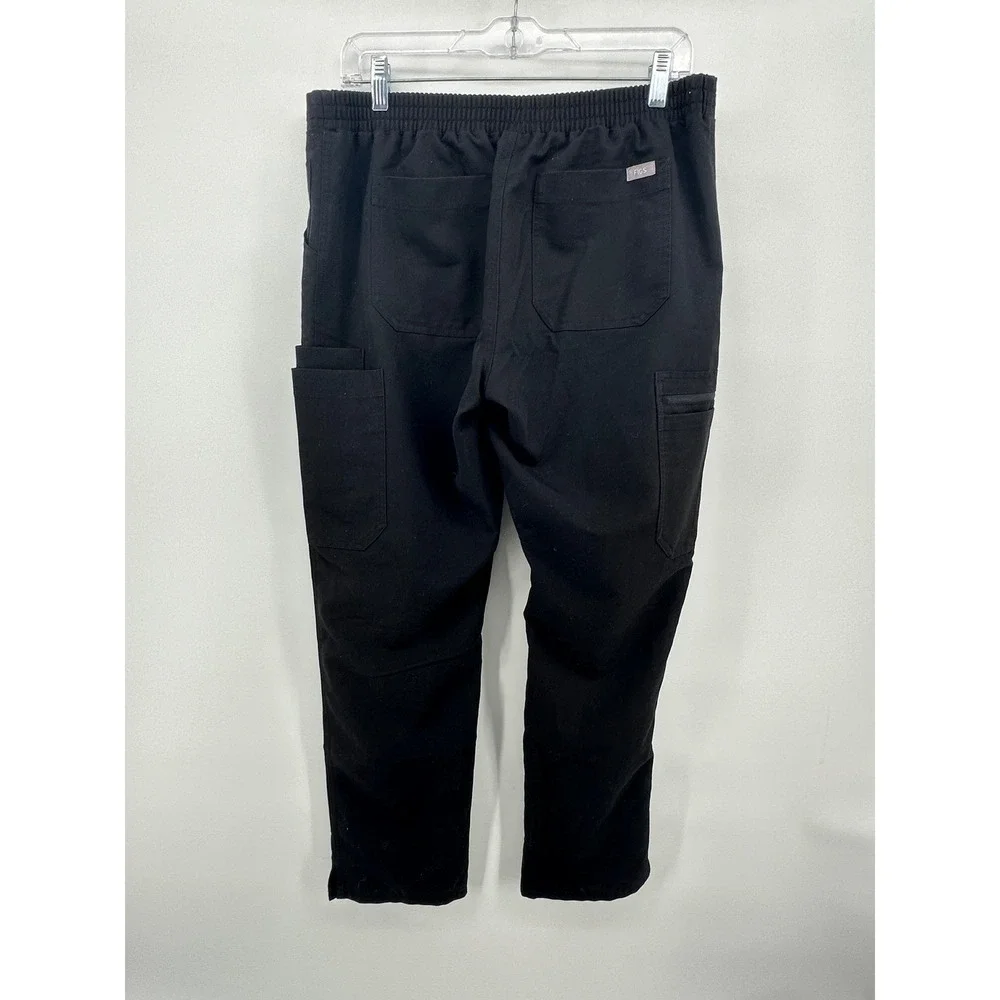 FIGS Technical Collection Women Black Scrub Pants Medium Drawstring Cargo Pocket